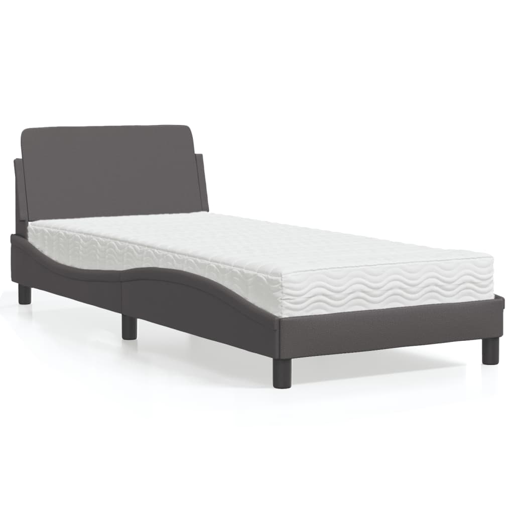 vidaXL Posteľ s matracom sivá 90x190 cm umelá koža