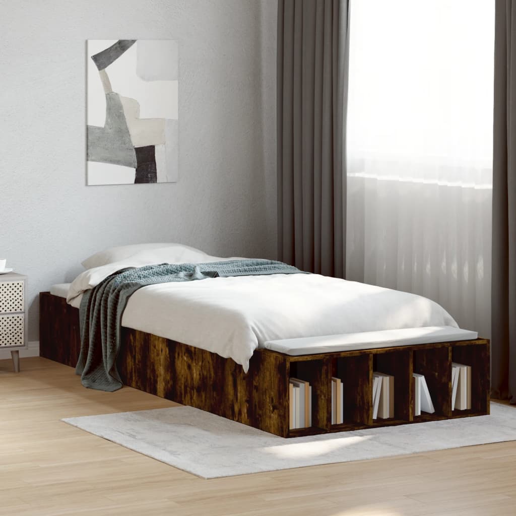 vidaXL Posteľný rám dymový dub 75x190 cm kompozitné drevo