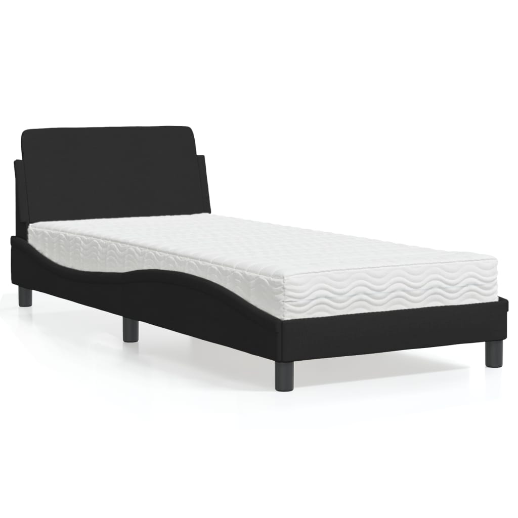 vidaXL Posteľ s matracom čierna 90x190 cm látka