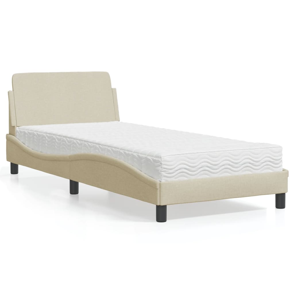 vidaXL Posteľ s matracom krémová 90x190 cm látka