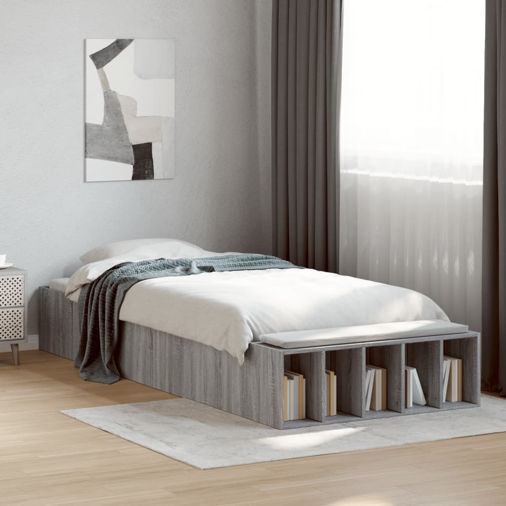 vidaXL Posteľný rám sivý dub sonoma 75x190 cm kompozitné drevo