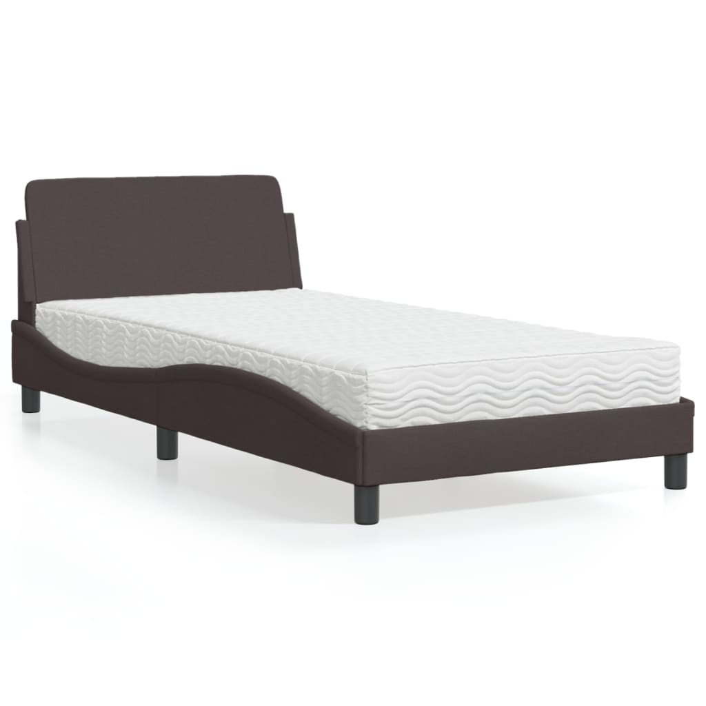 vidaXL Posteľ s matracom tmavohnedá 100x200 cm látka
