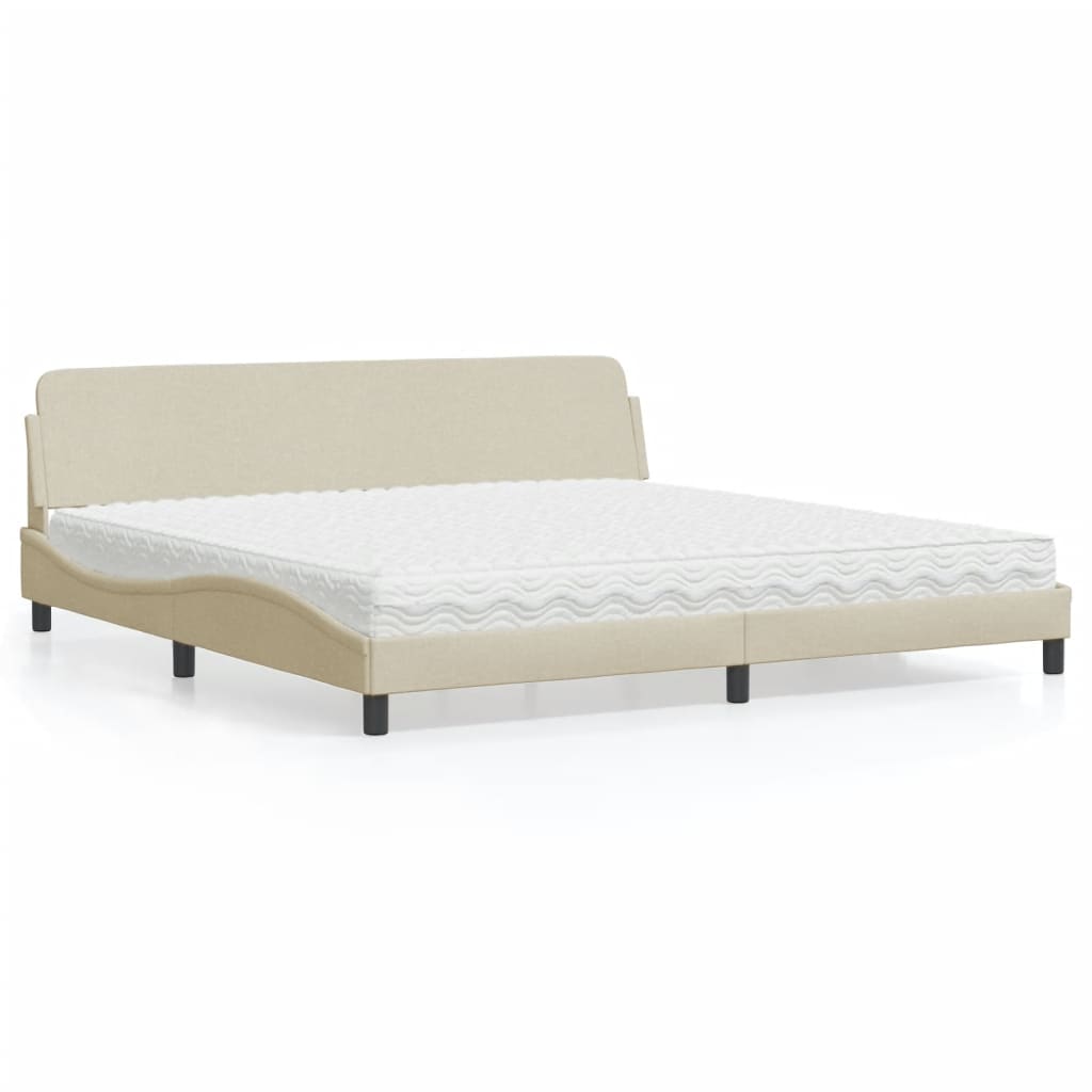 vidaXL Posteľ s matracom krémová 200x200 cm látka