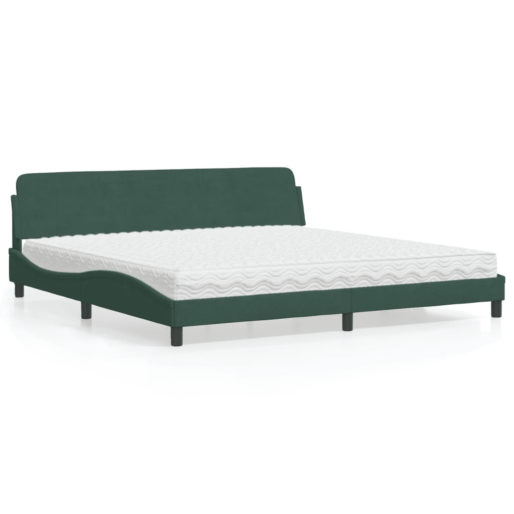 vidaXL Posteľný rám boxsping s matracom tmavozelený 200x200 cm zamat