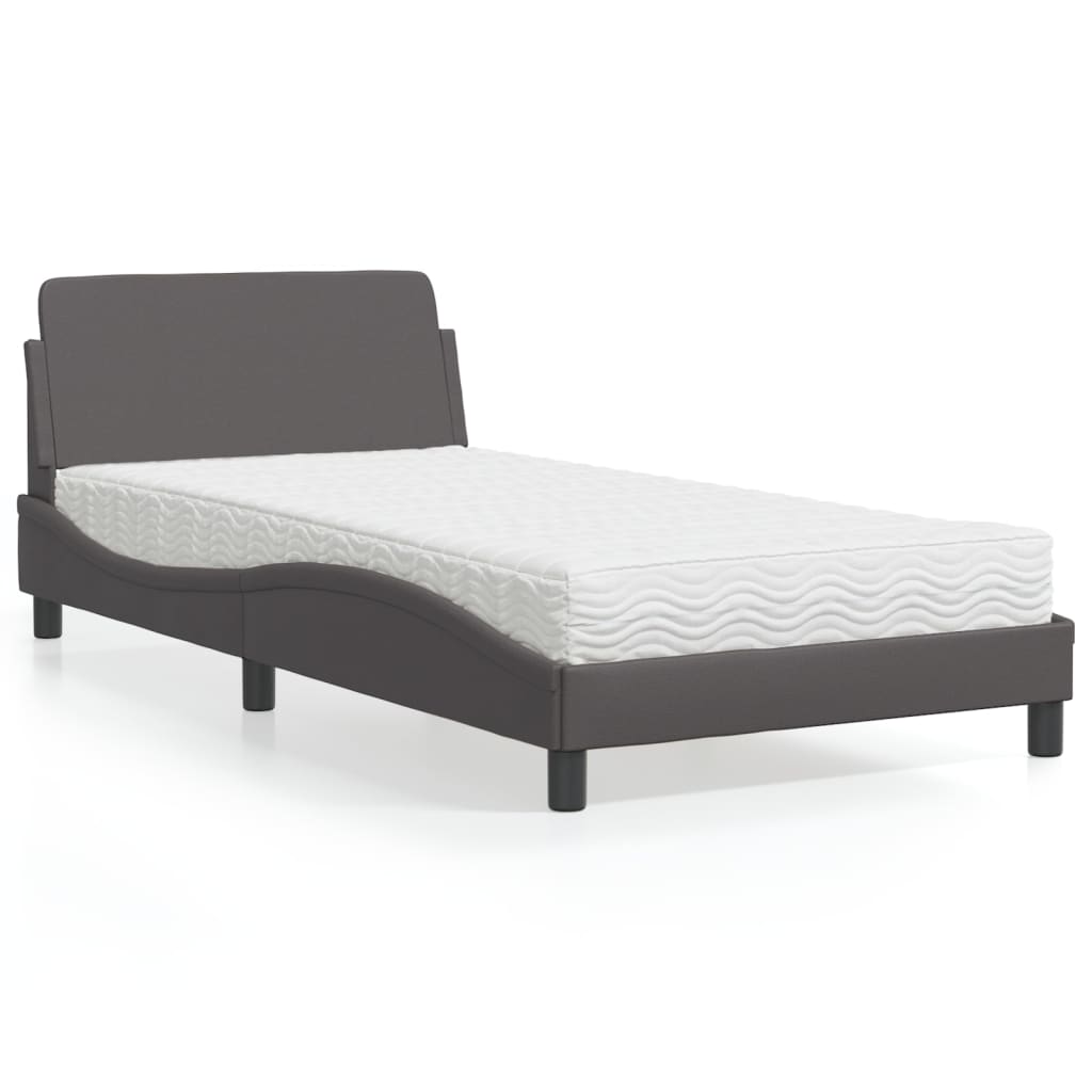 vidaXL Posteľ s matracom sivá 100x200 cm umelá koža