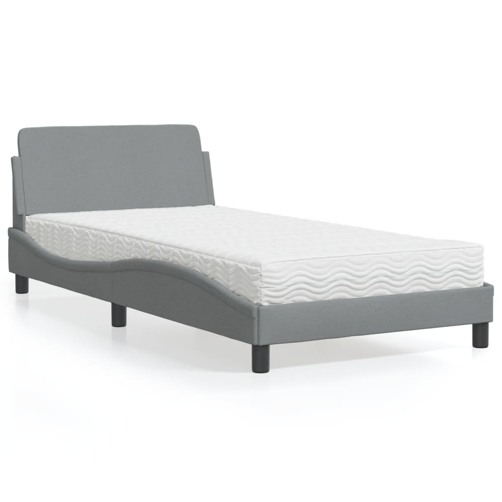 vidaXL Posteľ s matracom bledosivá 100x200 cm látka