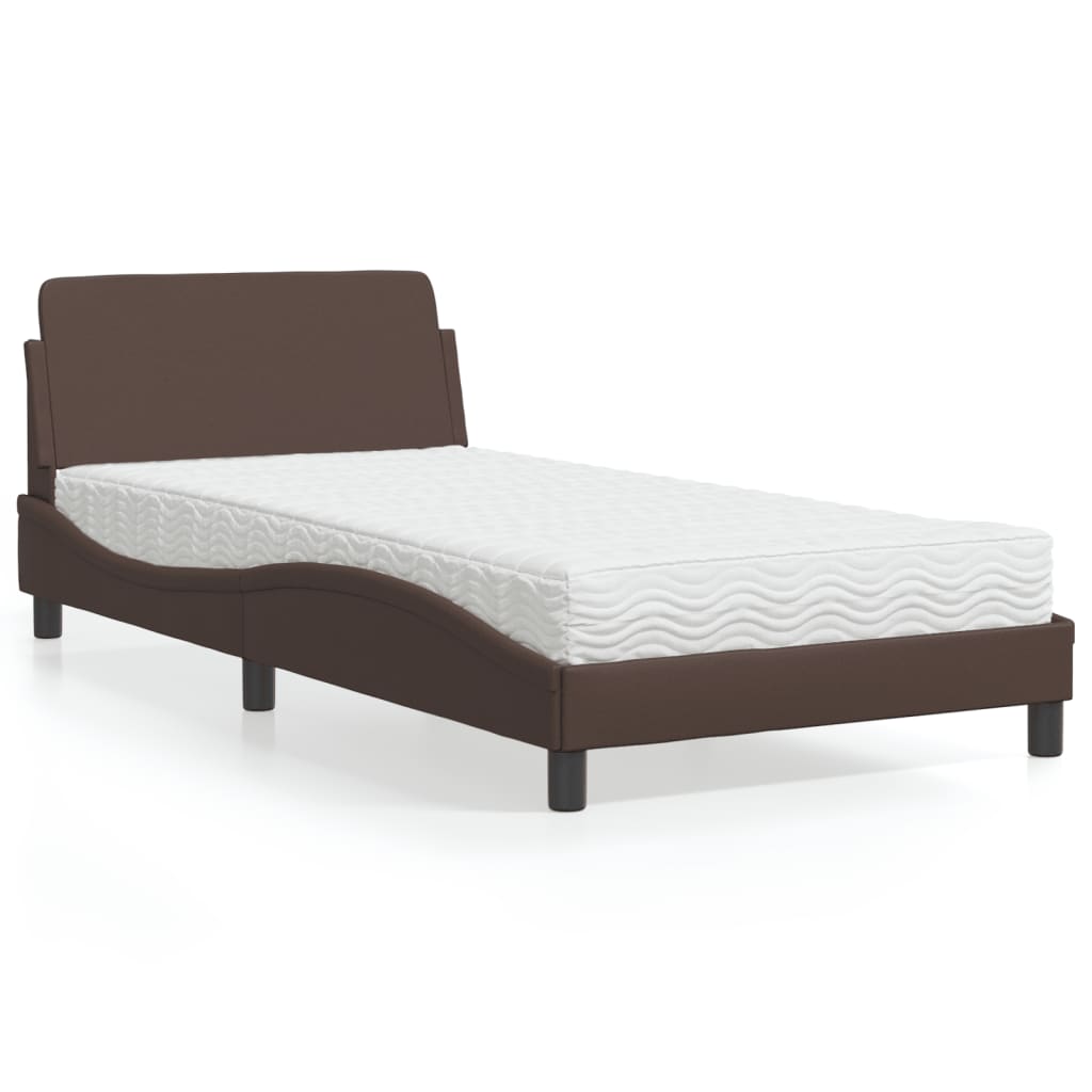 vidaXL Posteľ s matracom hnedá 100x200 cm umelá koža