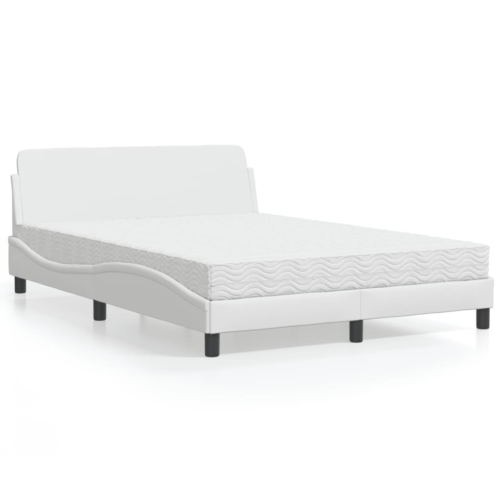 vidaXL Posteľ s matracom biela 120x200 cm umelá koža