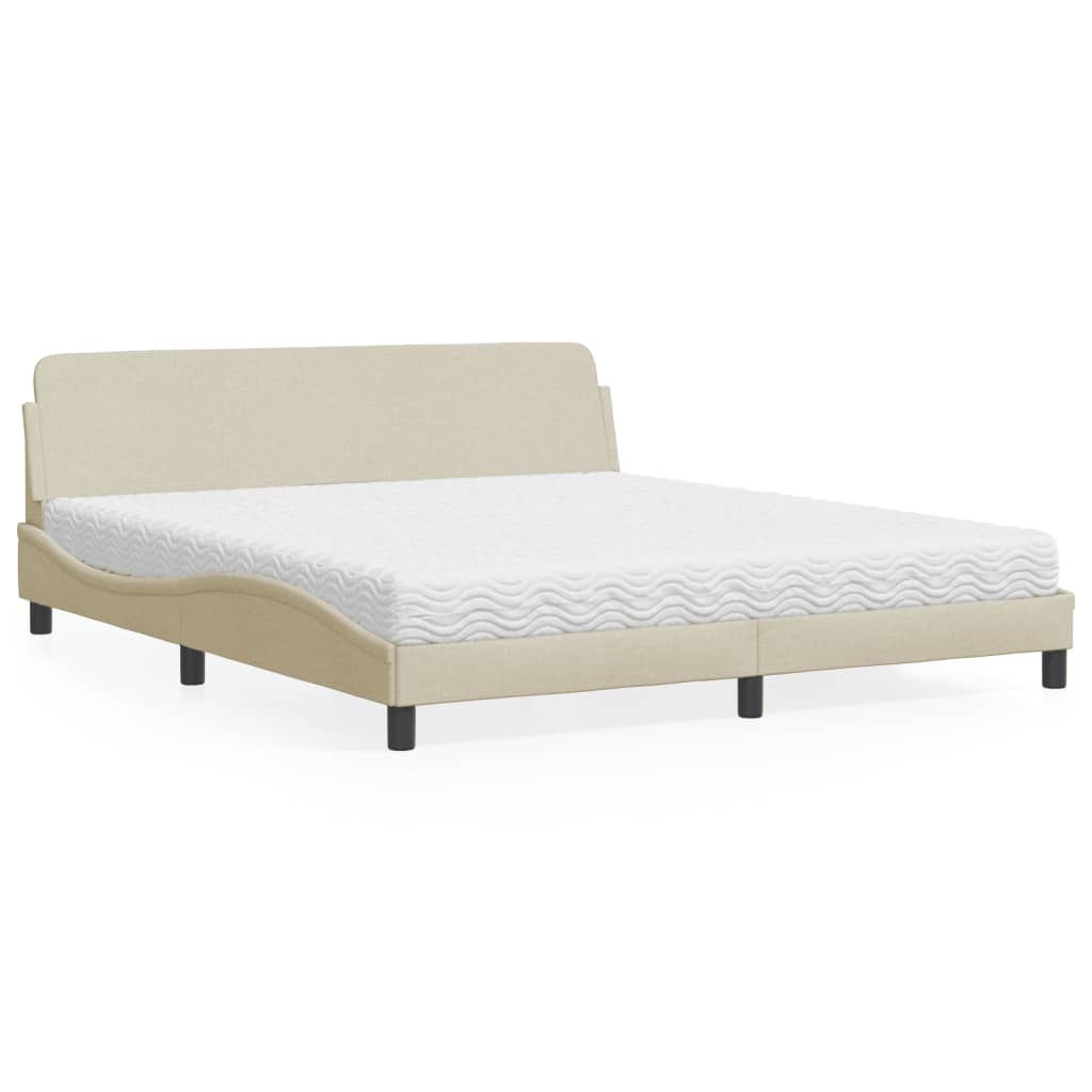 vidaXL Posteľ s matracom krémová 180x200 cm látka