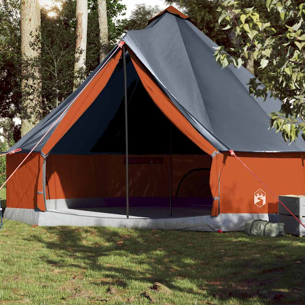 vidaXL Rodinný stan tipi 10 osôb sivo-oranžový vodeodolný