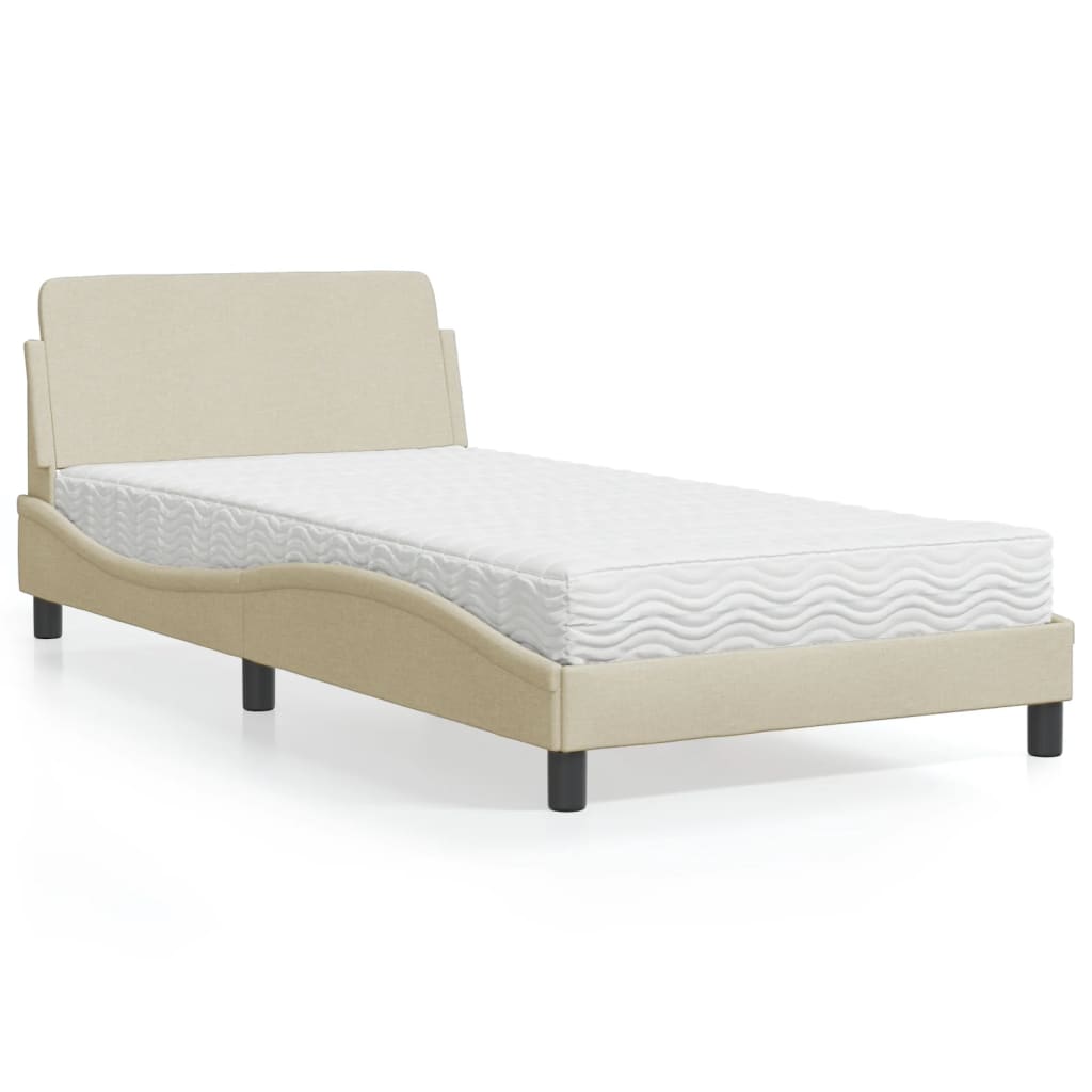 vidaXL Posteľ s matracom krémová 100x200 cm látka