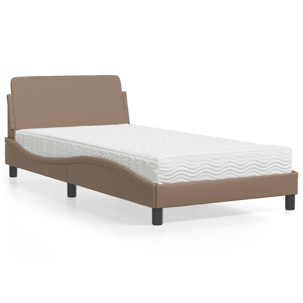 vidaXL Posteľ s matracom kapučínová 100x200 cm umelá koža