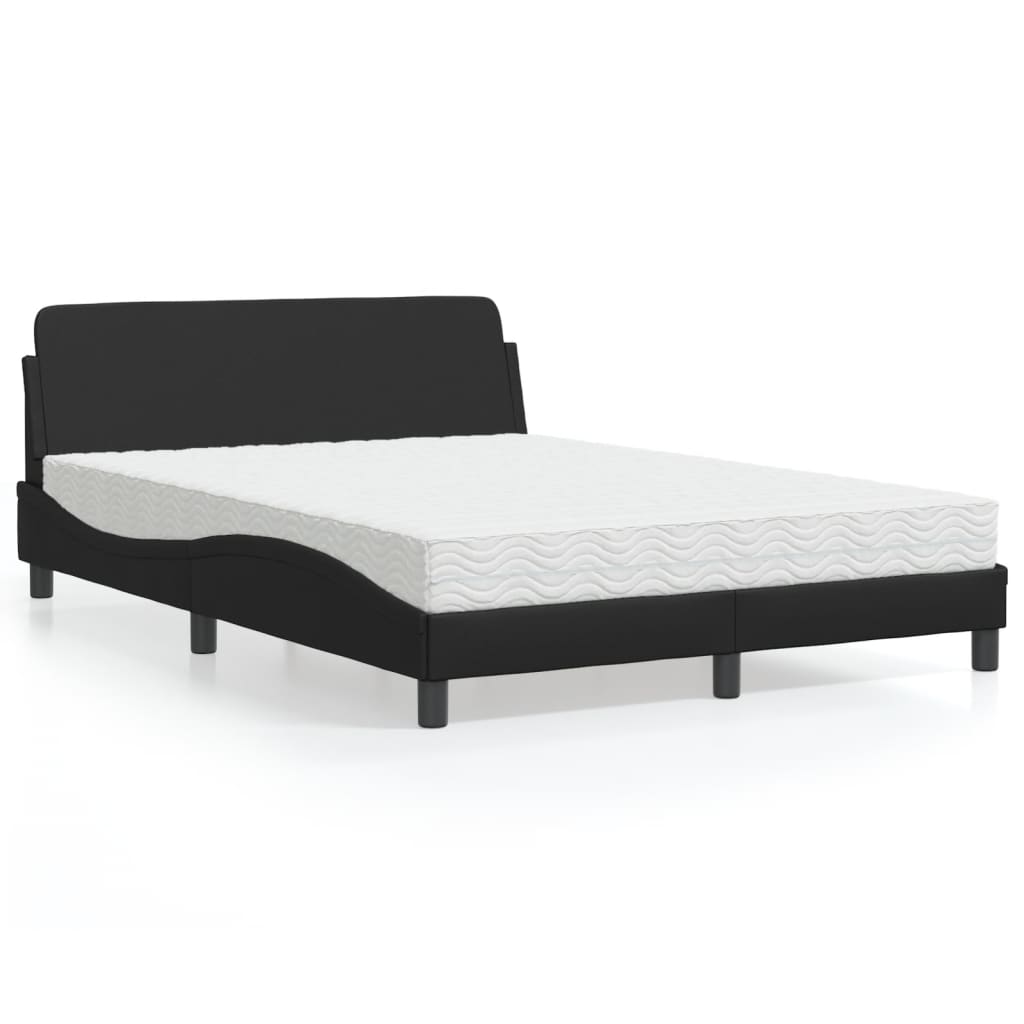 vidaXL Posteľ s matracom čierna 120x200 cm umelá koža
