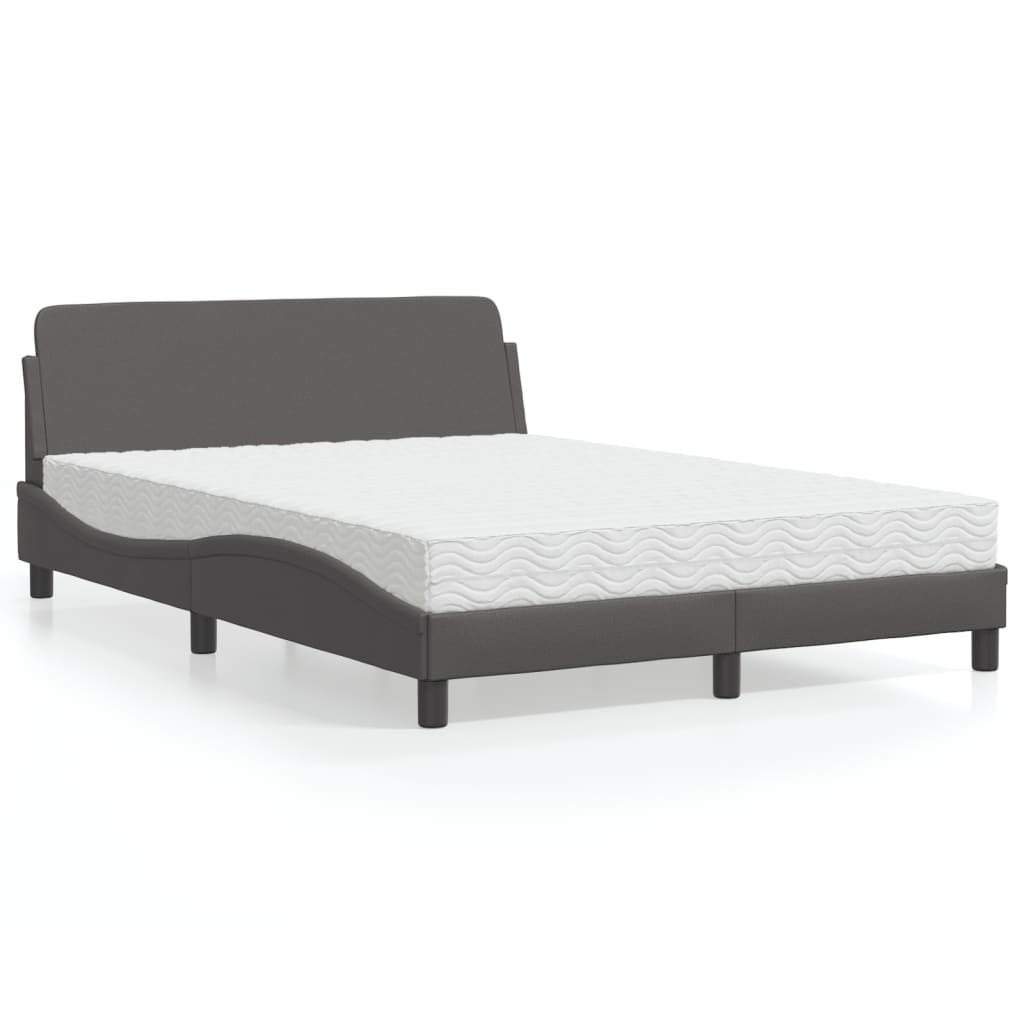 vidaXL Posteľ s matracom sivá 120x200 cm umelá koža