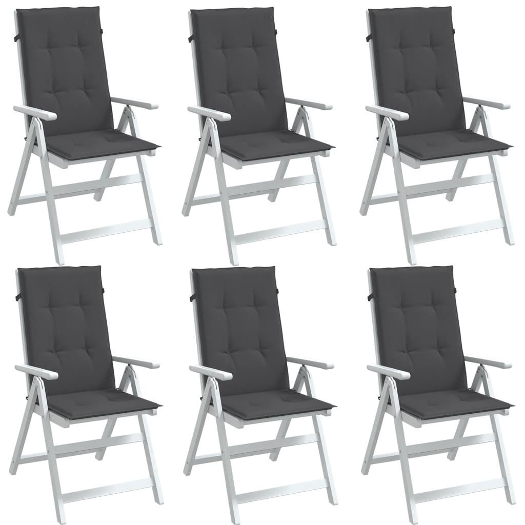 vidaXL Vankúše na stoličky 6 ks antracitová melanž 120x50x4 cm látka