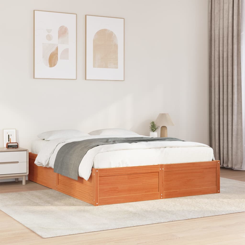 vidaXL Posteľ bez matraca voskový 150x200 cm masívna borovica