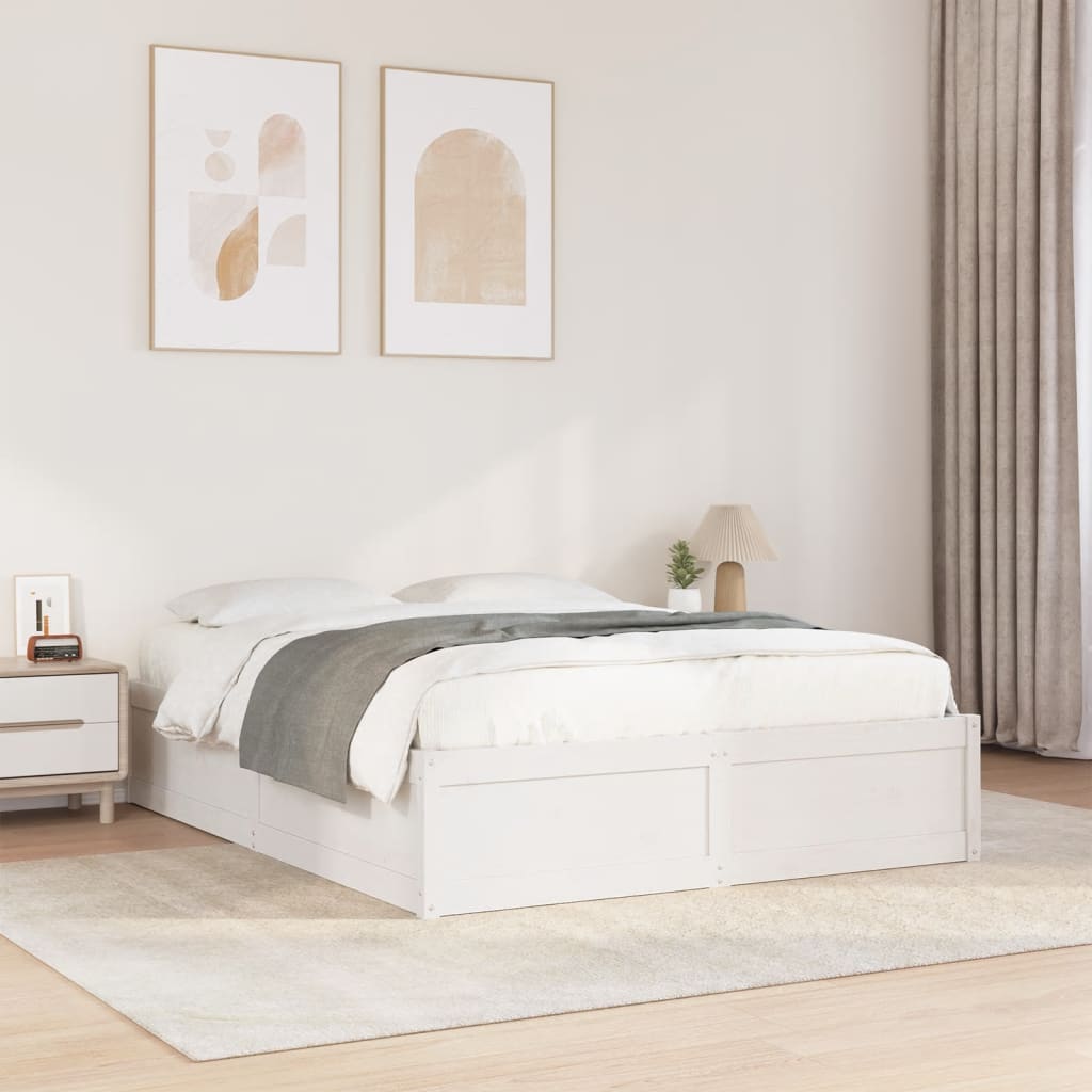 vidaXL Posteľ bez matraca biely 150x200 cm masívna borovica