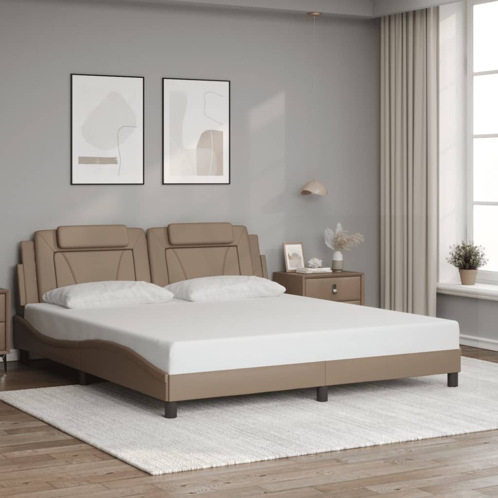 vidaXL Posteľný rám s čelom kapučínový 180x200 cm umelá koža