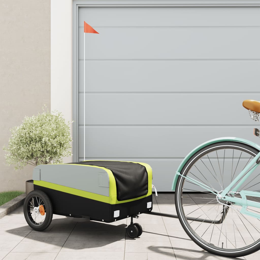 vidaXL Vozík za bicykel, čierno zelený 30 kg, železo