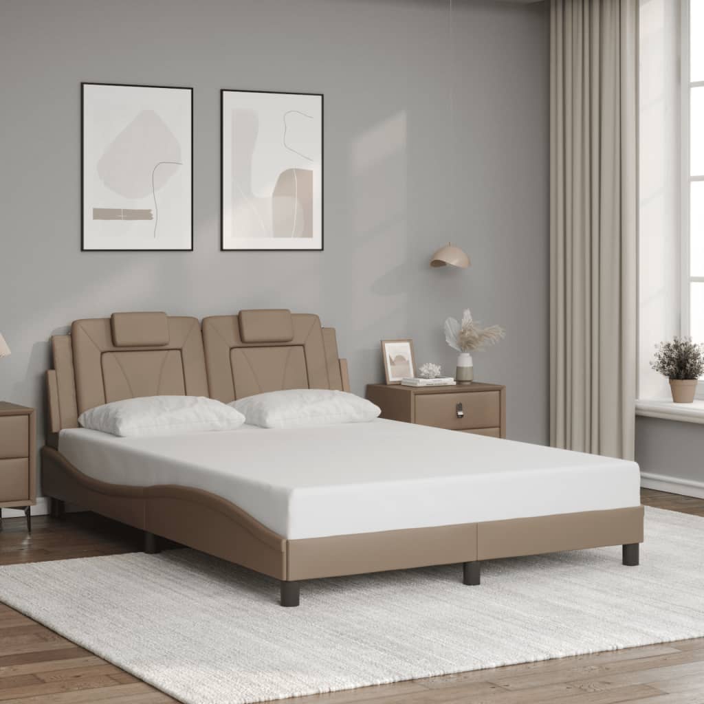 vidaXL Posteľný rám s čelom kapučínový 140x200 cm umelá koža