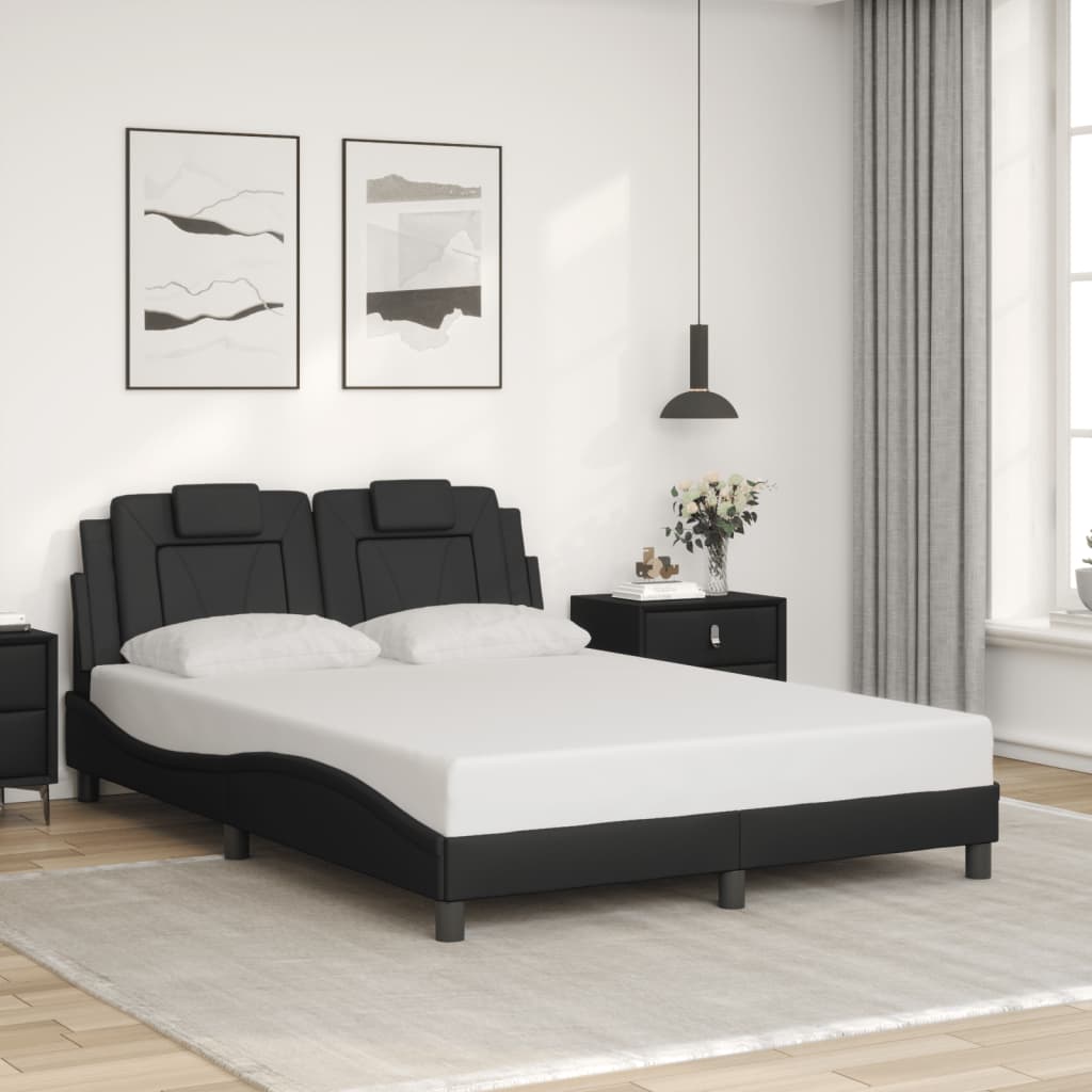 vidaXL Posteľný rám s čelom čierny 140x190 cm umelá koža