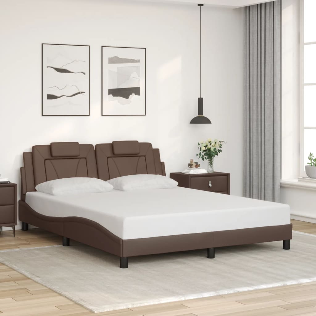 vidaXL Posteľný rám s čelom hnedý 160x200 cm umelá koža