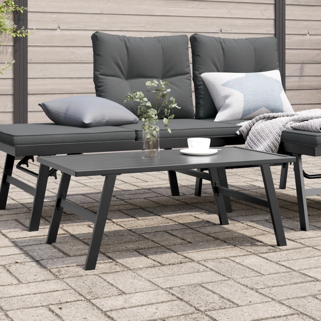 vidaXL Záhradný konferenčný stolík čierny 90x45x35 cm práškovaná oceľ