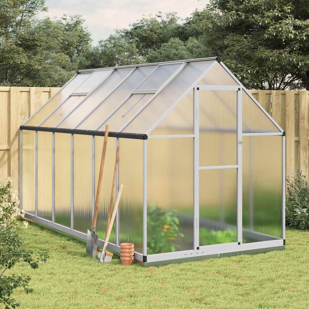 vidaXL Skleník so základovým rámom strieborný 334x169x202 cm hliník