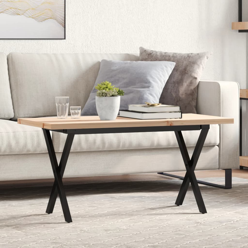 vidaXL Konferenčný stolík v tvare X 90x40x45,5 cm borovica a oceľ