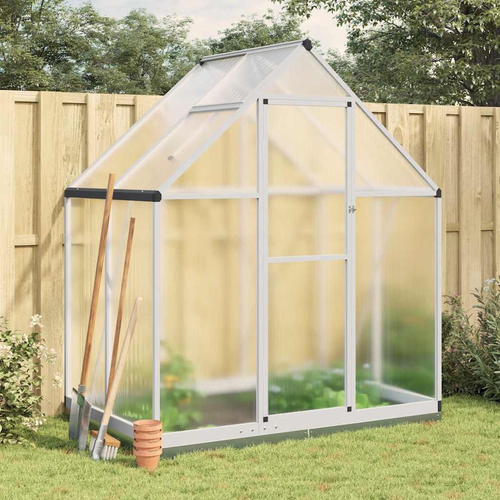 vidaXL Skleník so základovým rámom strieborný 169x114x202 cm hliník