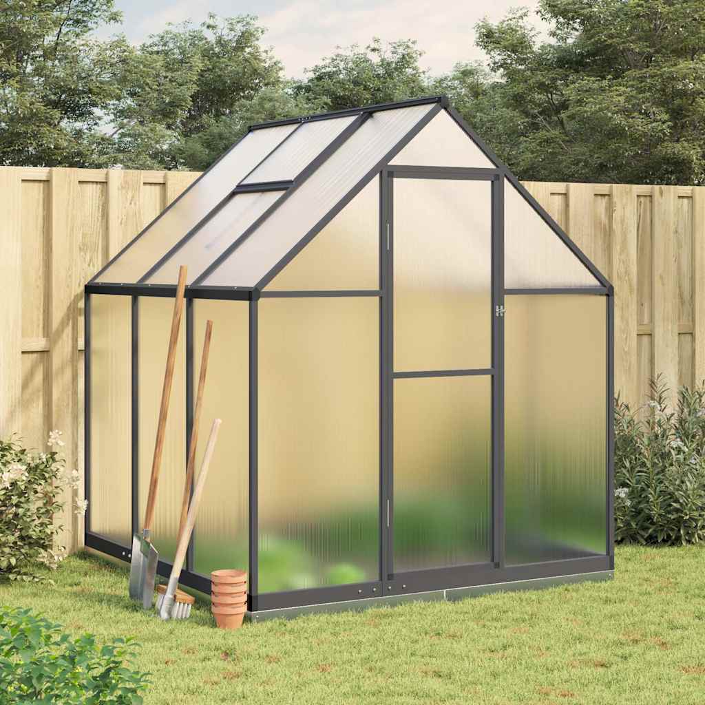 vidaXL Skleník s základovým rámom antracitový 169x169x202 cm hliník