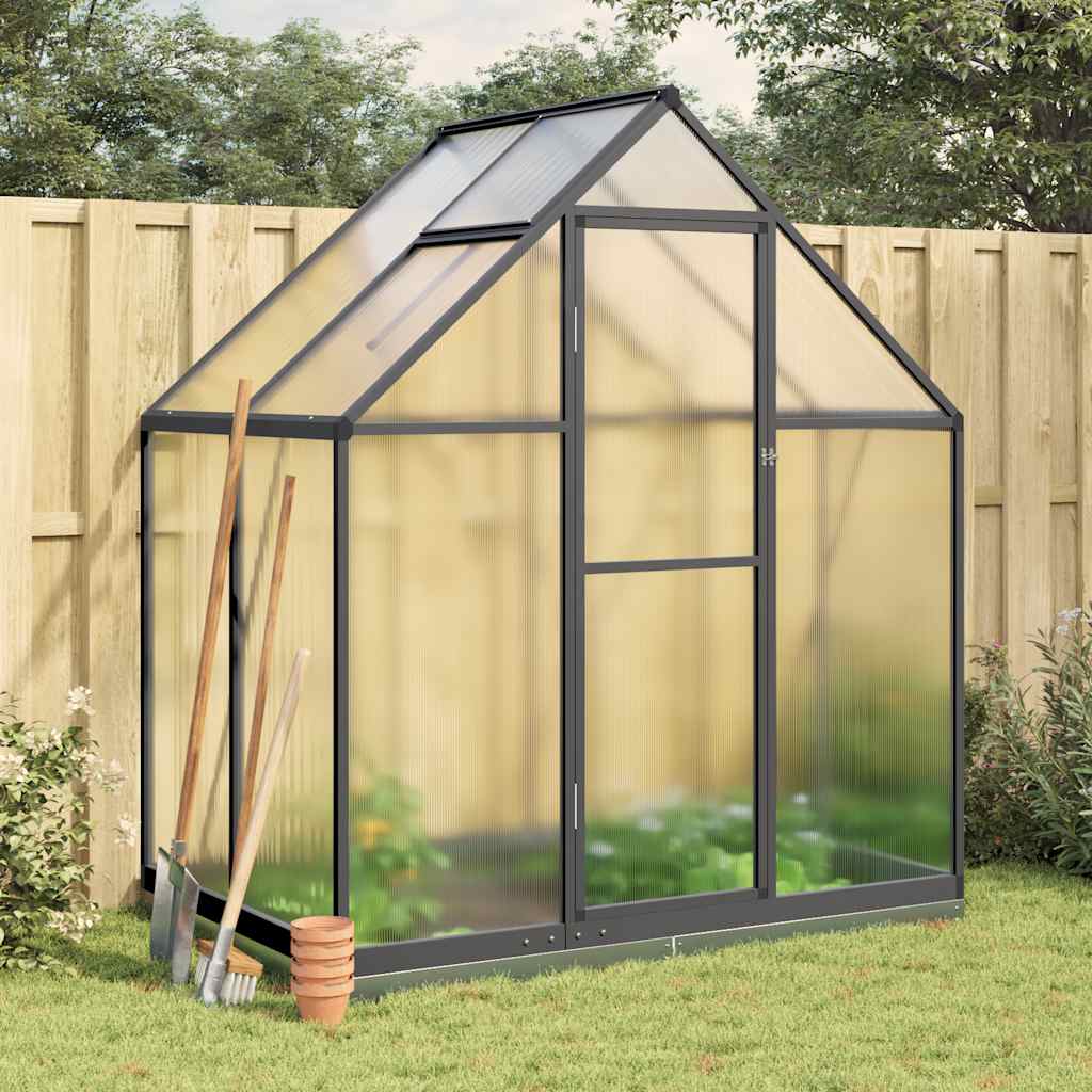 vidaXL Skleník s základovým rámom antracitový 169x114x202 cm hliník