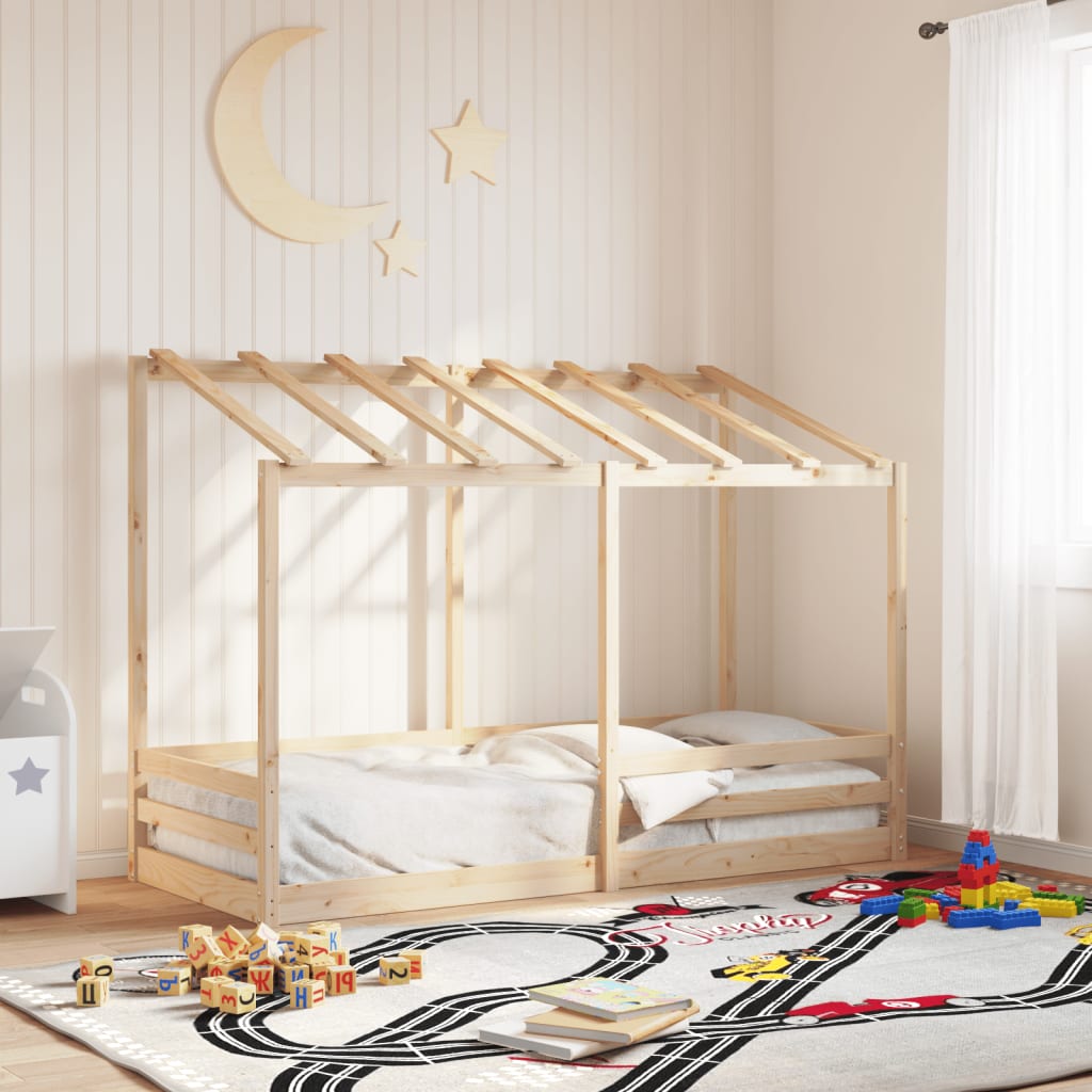 vidaXL Detská posteľ so strechou 75x190 cm borovicový masív