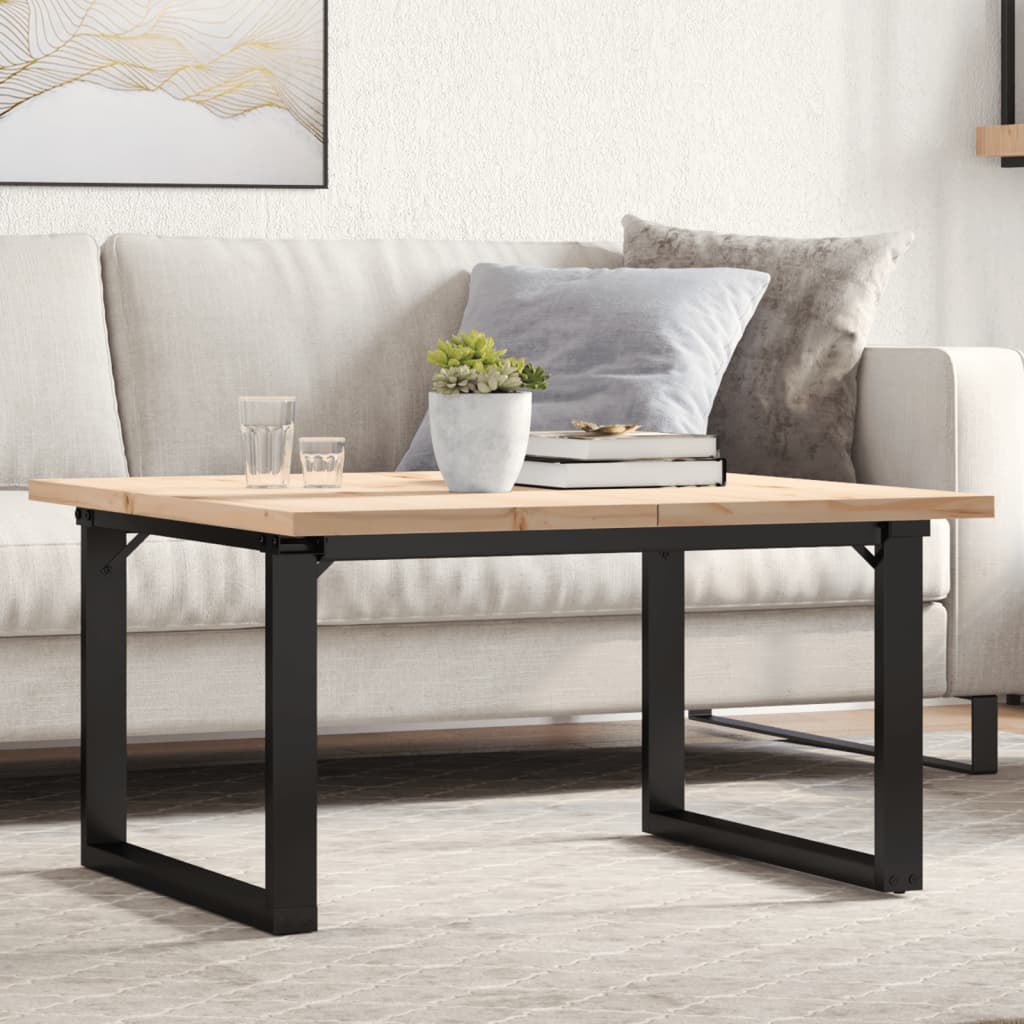vidaXL Konferenčný stolík v tvare O 80x80x45,5 cm borovica a oceľ