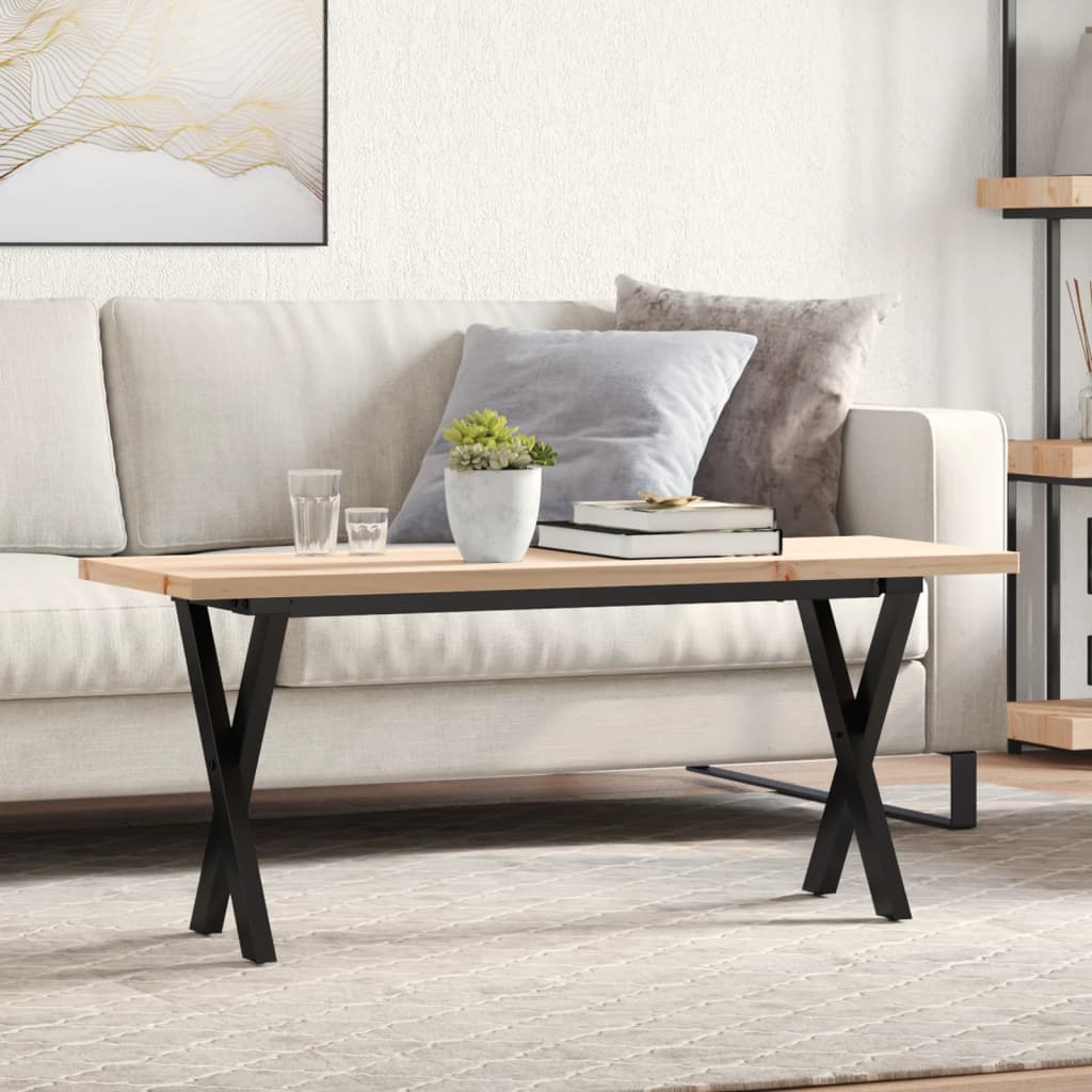 vidaXL Konferenčný stolík v tvare X 110x40x45,5 cm borovica a oceľ