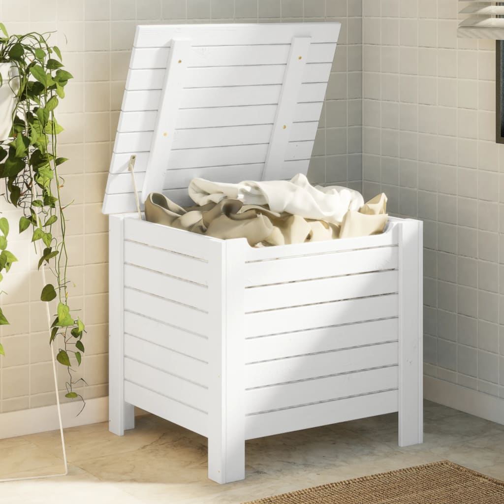 vidaXL Úložný box s vekom RANA biely 60x49x54 cm borovicový masív
