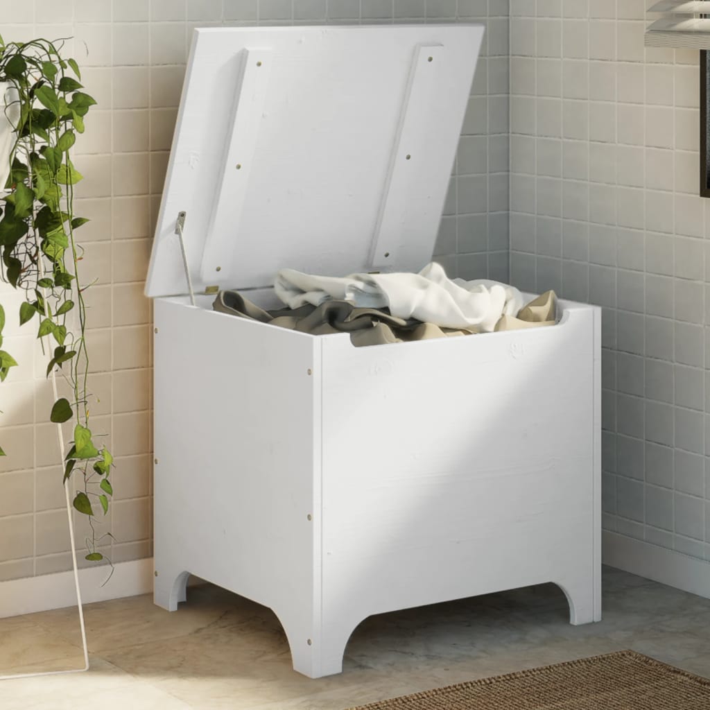 vidaXL Úložný box s vekom RANA biely 60x49x54 cm borovicový masív