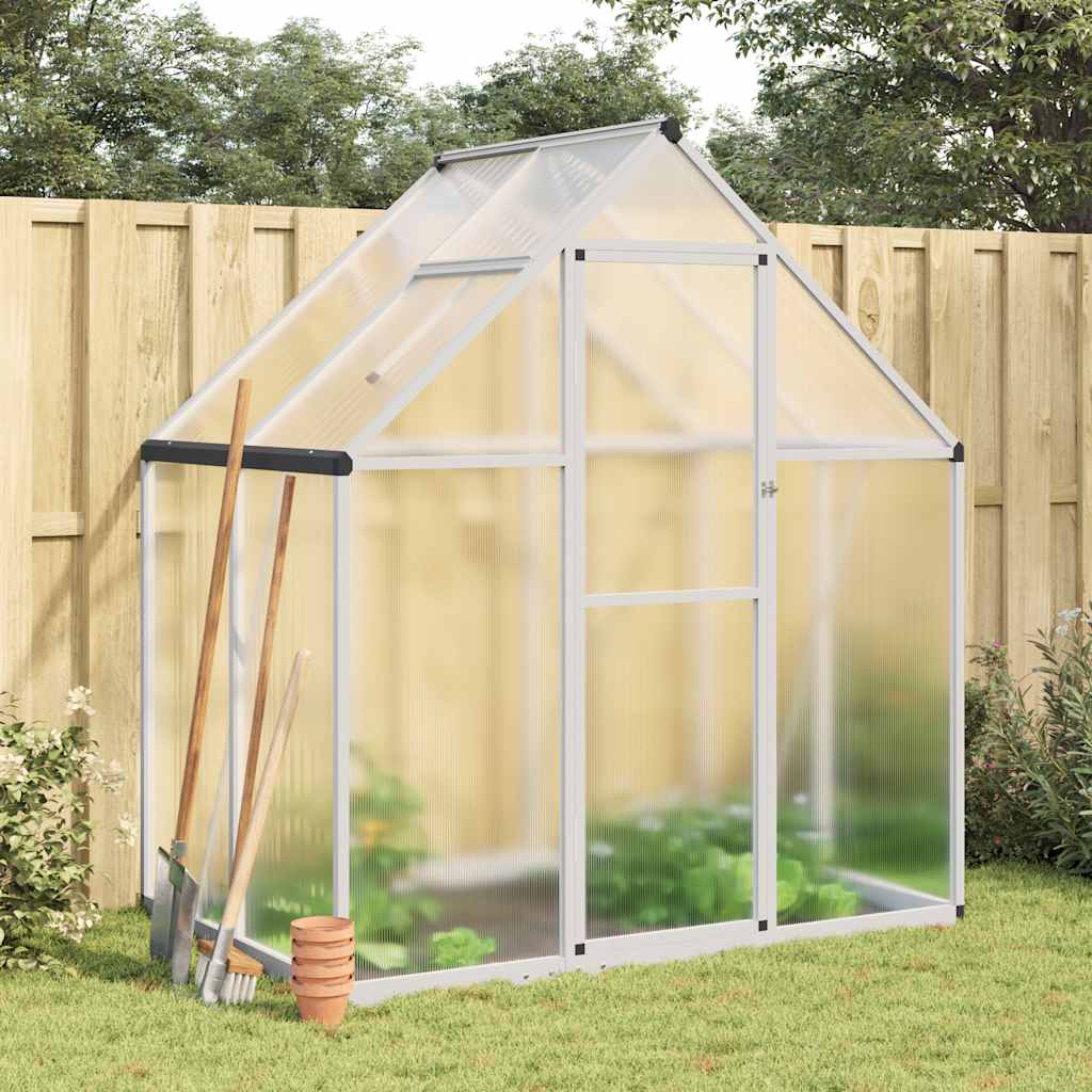 vidaXL Skleník so základovým rámom strieborný 169x114x195 cm hliník