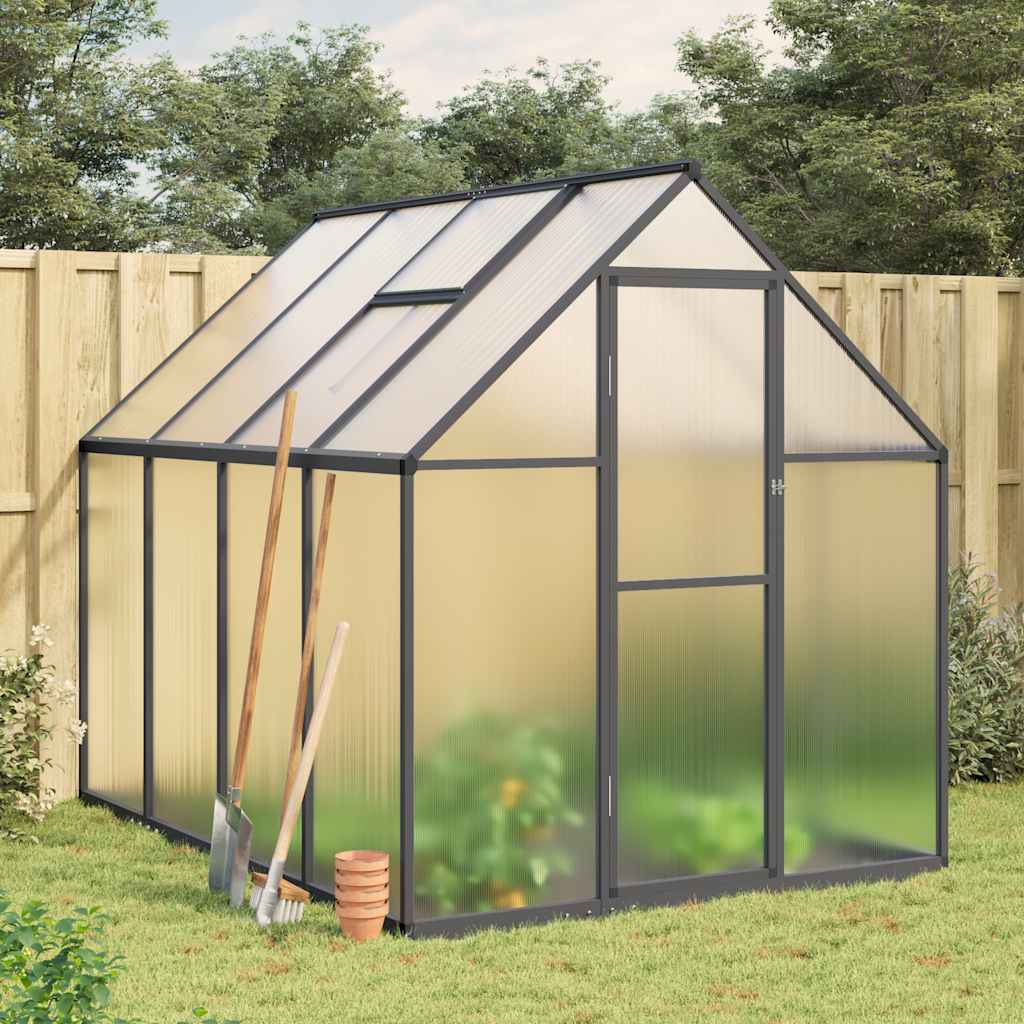 vidaXL Skleník s podkladovým rámom antracitový 224x169x195 cm hliník