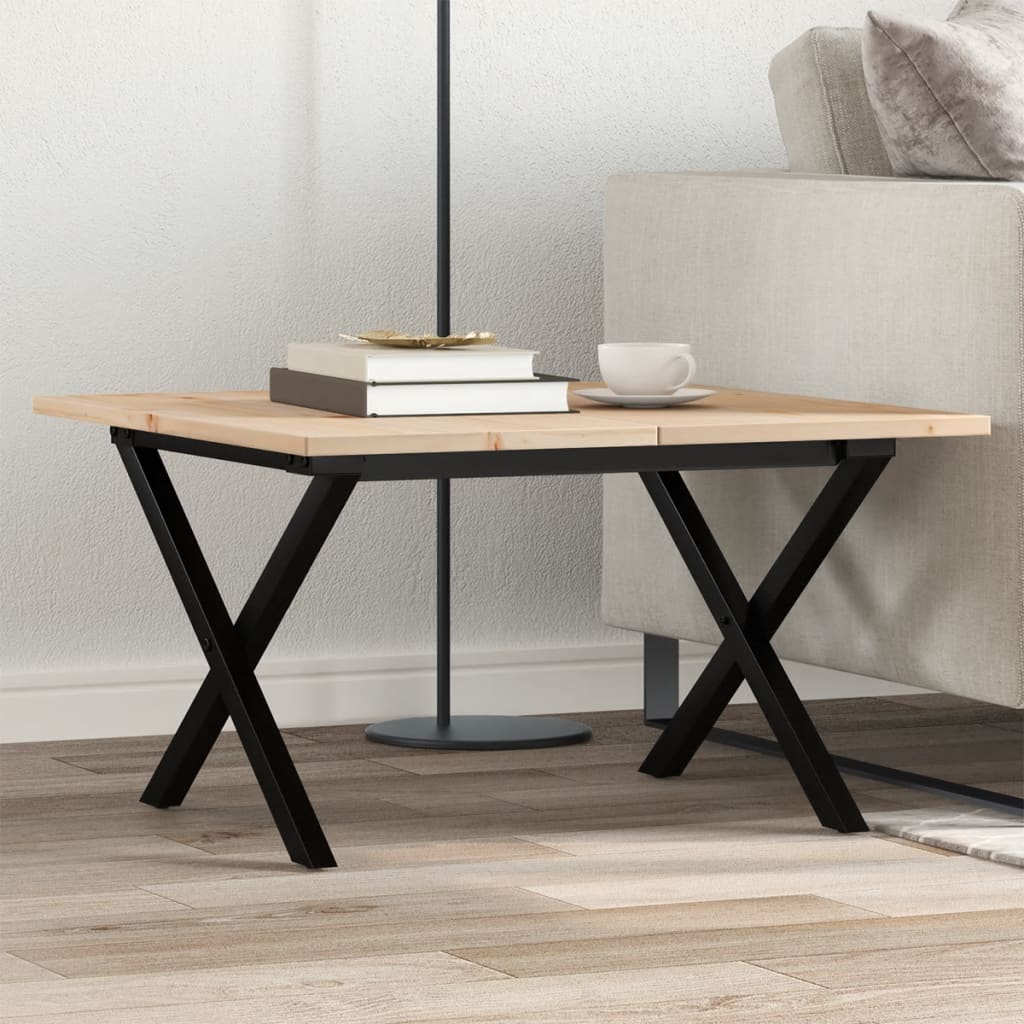 vidaXL Konferenčný stolík v tvare X 60x60x40 cm borovica a oceľ