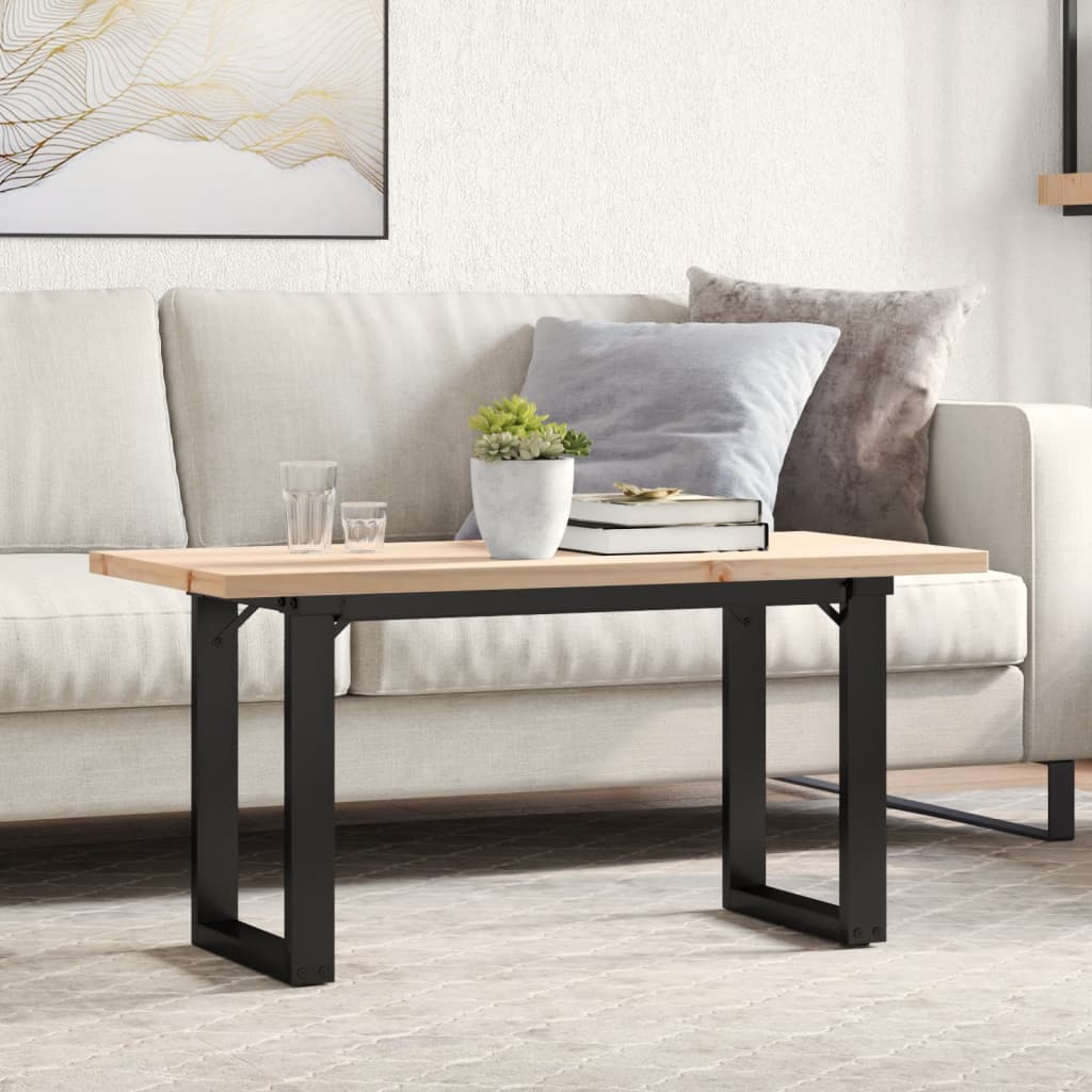 vidaXL Konferenčný stolík v tvare O 90x40x45,5 cm borovica a oceľ