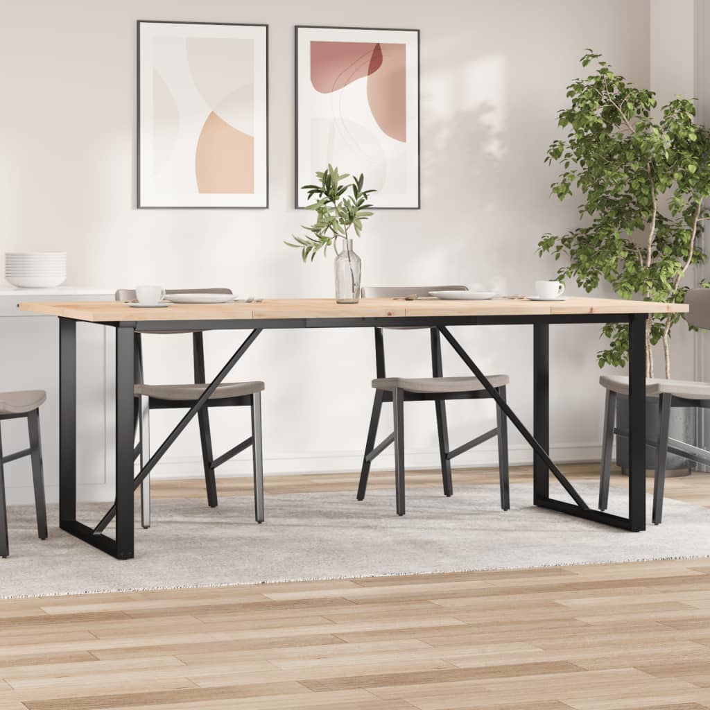 vidaXL Jedálenský stolík v tvare O 200x100x75,5 cm borovica a oceľ