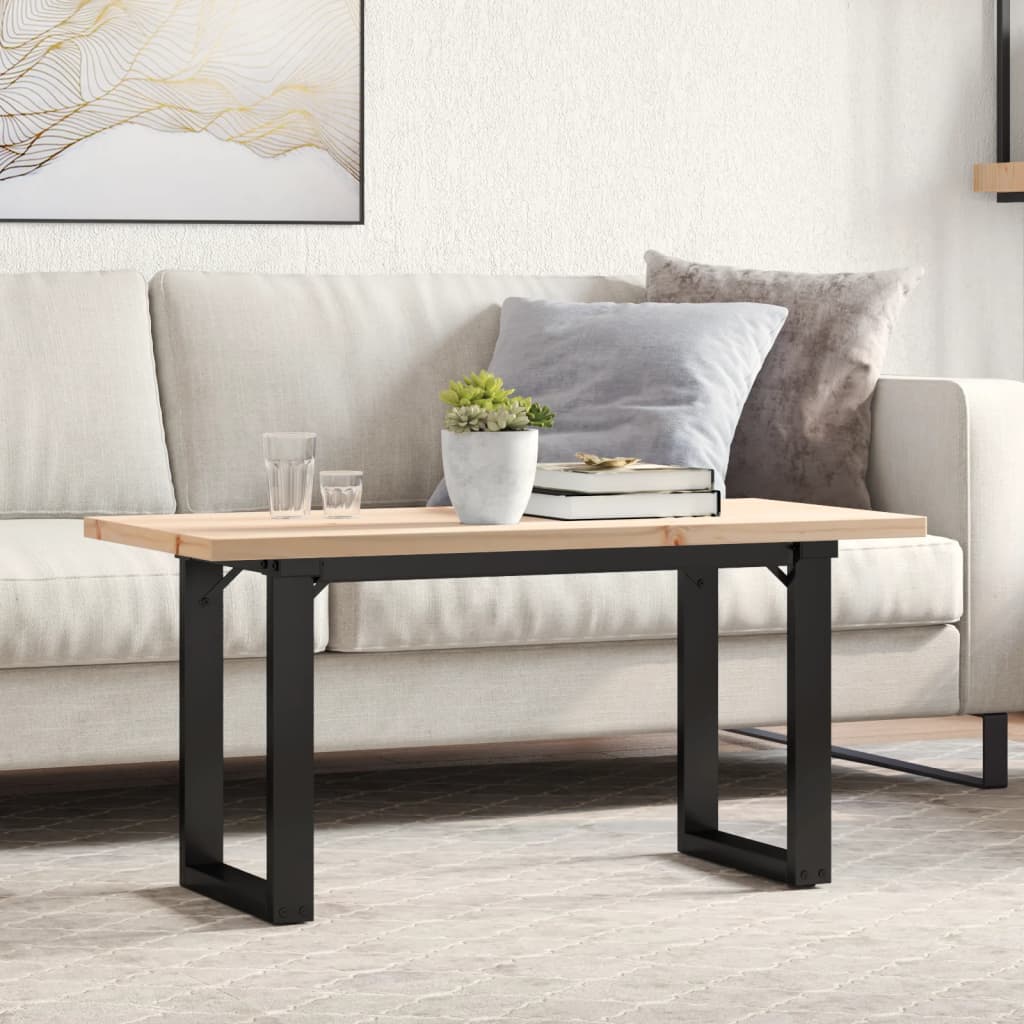 vidaXL Konferenčný stolík v tvare O 100x50x45,5 cm borovica a oceľ