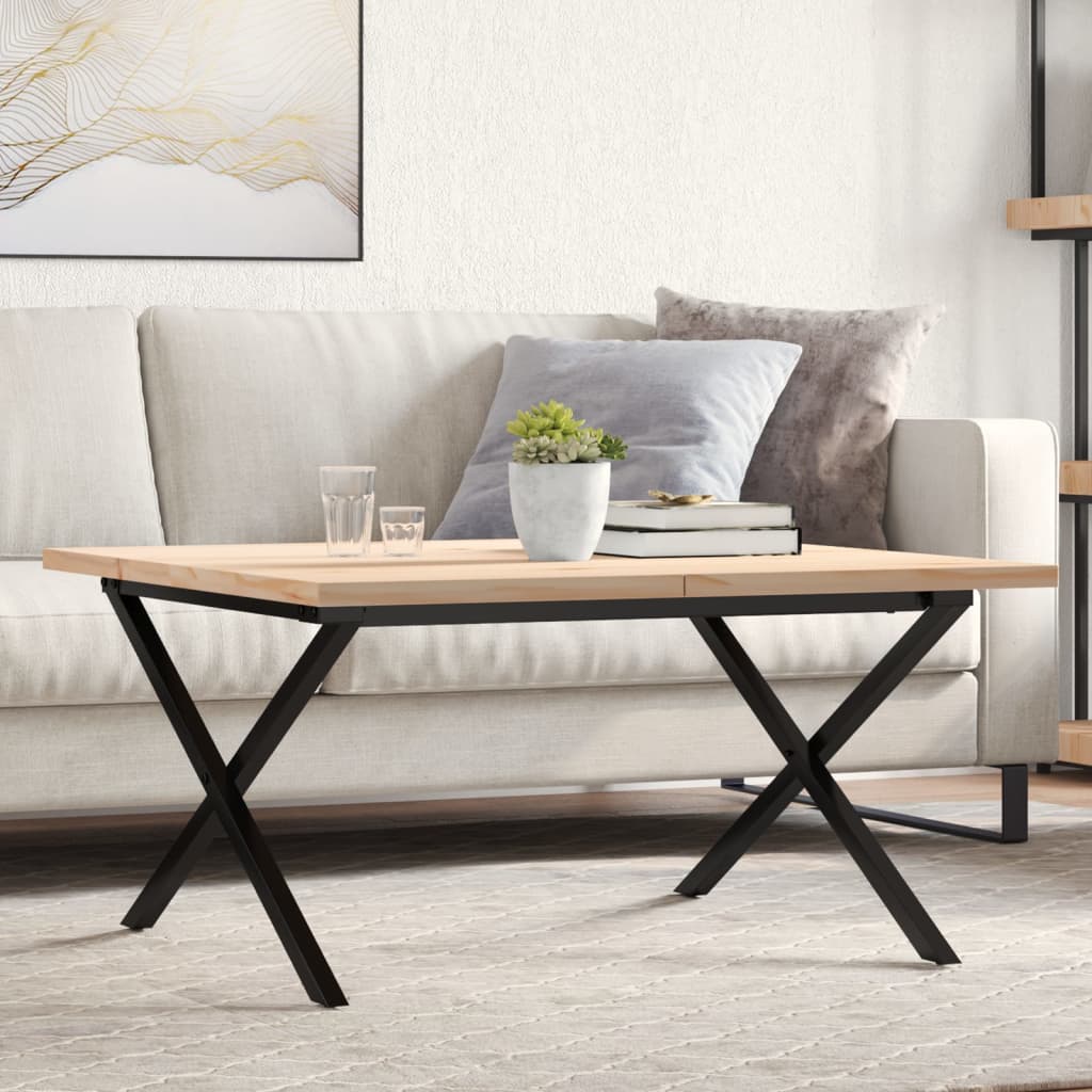 vidaXL Konferenčný stolík v tvare X 80x80x45,5 cm borovica a oceľ