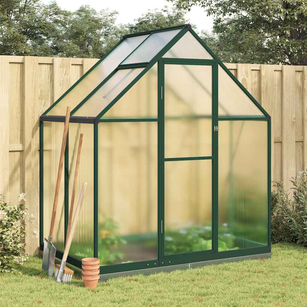vidaXL Skleník so základovým rámom zelený 169x114x202 cm hliník