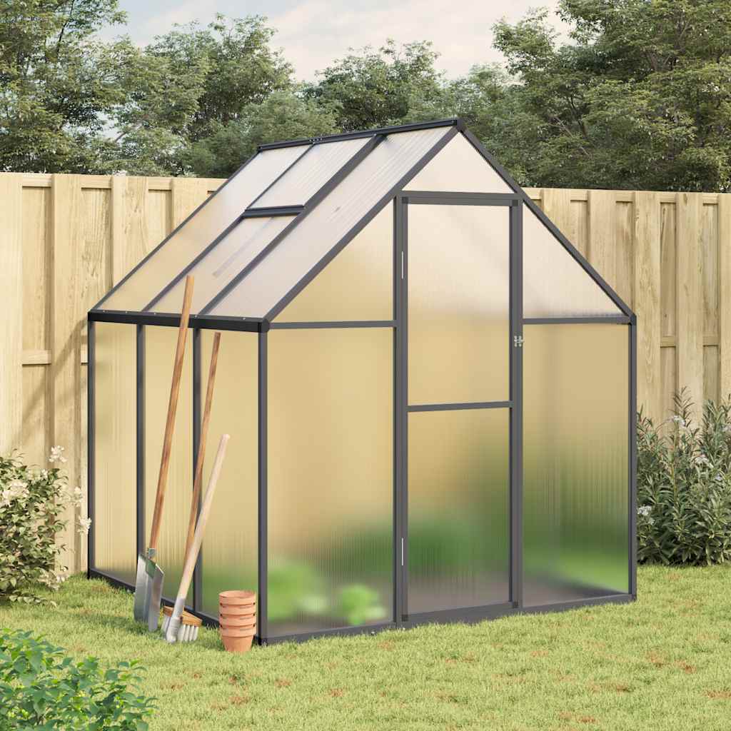 vidaXL Skleník s základovým rámom antracitový 169x169x195 cm hliník