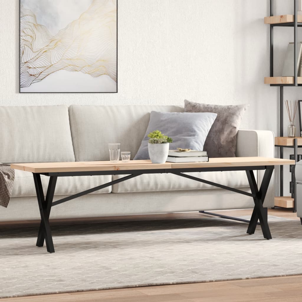 vidaXL Konferenčný stolík v tvare X 160x40x45,5 cm borovica a oceľ