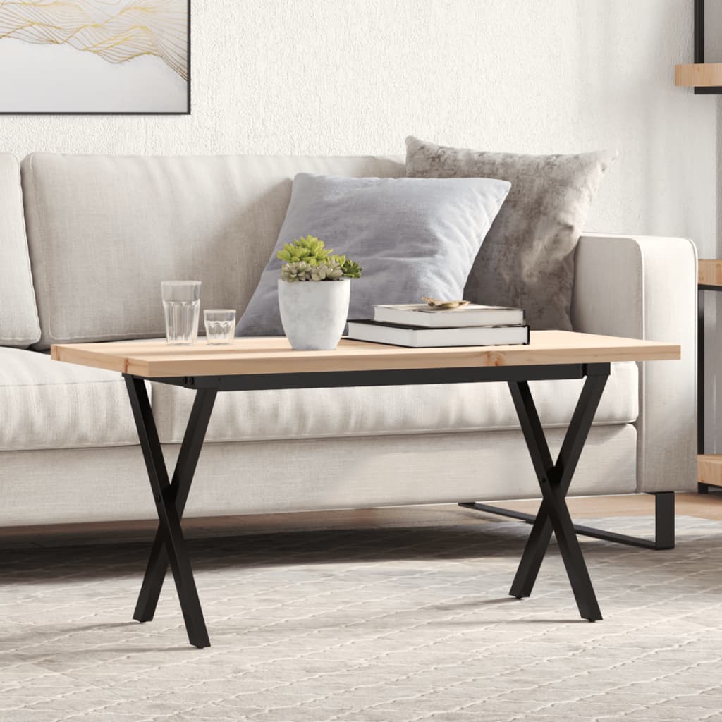 vidaXL Konferenčný stolík v tvare X 100x50x45,5 cm borovica a oceľ