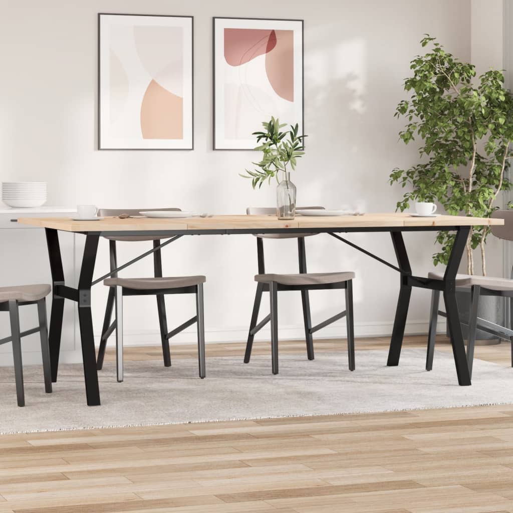 vidaXL Jedálenský stolík v tvare Y 200x100x75,5 cm borovica a oceľ