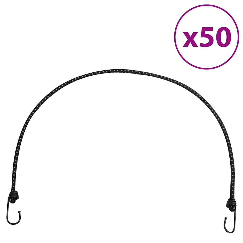 vidaXL Bungee šnúry s reflexnými pásikmi a háčikmi 50 ks 100 cm